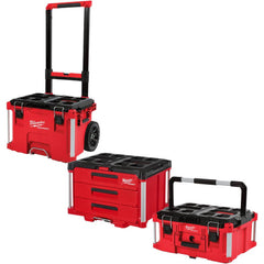 Tool Roller Cabinets; Overall Weight Capacity: 250 lb; Drawer Capacity: 0; Top Material: Polymer; Color: Red; Black; Overall Depth: 22.1094 in; Overall Height: 18.90625 in; Overall Width: 26; Features: IP65 Rated; All-Terrain Wheel; Extension Handle; Modu