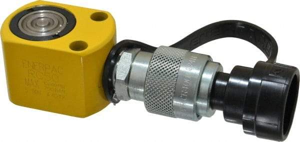 Enerpac - 5 Ton, 0.63" Stroke, 0.62 Cu In Oil Capacity, Portable Hydraulic Single Acting Cylinder - 0.99 Sq In Effective Area, 1.63" Lowered Ht., 2.25" Max Ht., 1.13" Cyl Bore Diam, 1" Plunger Rod Diam, 10,000 Max psi - Best Tool & Supply