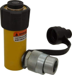 Enerpac - 5 Ton, 1" Stroke, 0.99 Cu In Oil Capacity, Portable Hydraulic Single Acting Cylinder - 0.99 Sq In Effective Area, 4.34" Lowered Ht., 5.34" Max Ht., 1.13" Cyl Bore Diam, 1" Plunger Rod Diam, 10,000 Max psi - Best Tool & Supply