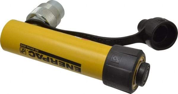 Enerpac - 5 Ton, 3" Stroke, 2.98 Cu In Oil Capacity, Portable Hydraulic Single Acting Cylinder - 0.99 Sq In Effective Area, 6.5" Lowered Ht., 9.5" Max Ht., 1.13" Cyl Bore Diam, 1" Plunger Rod Diam, 10,000 Max psi - Best Tool & Supply