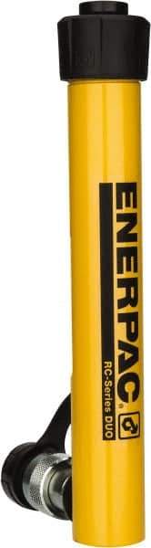 Enerpac - 5 Ton, 7" Stroke, 6.96 Cu In Oil Capacity, Portable Hydraulic Single Acting Cylinder - 0.99 Sq In Effective Area, 10.75" Lowered Ht., 17.75" Max Ht., 1.13" Cyl Bore Diam, 1" Plunger Rod Diam, 10,000 Max psi - Best Tool & Supply