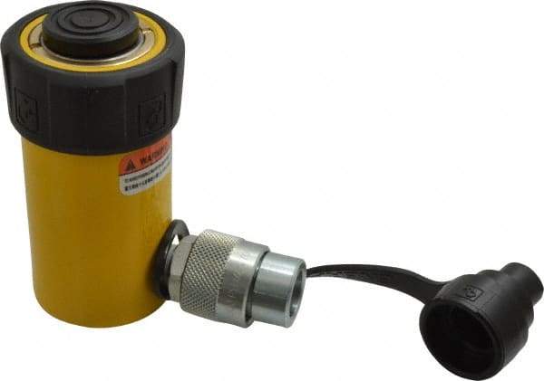 Enerpac - 10 Ton, 2.13" Stroke, 4.75 Cu In Oil Capacity, Portable Hydraulic Single Acting Cylinder - 2.24 Sq In Effective Area, 4.78" Lowered Ht., 6.91" Max Ht., 1.69" Cyl Bore Diam, 1.5" Plunger Rod Diam, 10,000 Max psi - Best Tool & Supply