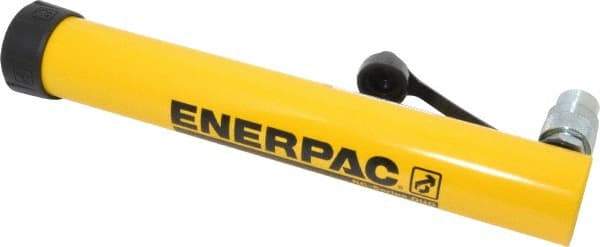 Enerpac - 10 Ton, 12" Stroke, 26.84 Cu In Oil Capacity, Portable Hydraulic Single Acting Cylinder - 2.24 Sq In Effective Area, 15.75" Lowered Ht., 27.75" Max Ht., 1.69" Cyl Bore Diam, 1.5" Plunger Rod Diam, 10,000 Max psi - Best Tool & Supply