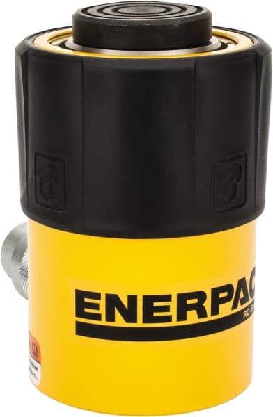 Enerpac - 25 Ton, 1" Stroke, 5.16 Cu In Oil Capacity, Portable Hydraulic Single Acting Cylinder - 5.16 Sq In Effective Area, 5.5" Lowered Ht., 6.5" Max Ht., 2.56" Cyl Bore Diam, 2.25" Plunger Rod Diam, 10,000 Max psi - Best Tool & Supply