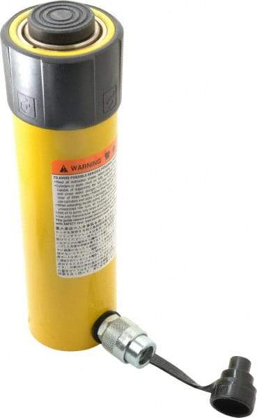 Enerpac - 25 Ton, 8.25" Stroke, 42.55 Cu In Oil Capacity, Portable Hydraulic Single Acting Cylinder - 5.16 Sq In Effective Area, 12.75" Lowered Ht., 21" Max Ht., 2.56" Cyl Bore Diam, 2.25" Plunger Rod Diam, 10,000 Max psi - Best Tool & Supply