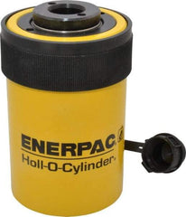 Enerpac - 20 Ton, 2" Stroke, 9.46 Cu In Oil Capacity, Portable Hydraulic Hollow Hole Cylinder - 4.73 Sq In Effective Area, 6.38" Lowered Ht., 8.38" Max Ht., 2.88" Cyl Bore Diam, 2.13" Plunger Rod Diam, 10,000 Max psi - Best Tool & Supply