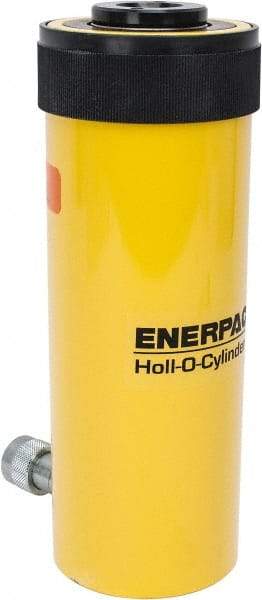 Enerpac - 30 Ton, 6.13" Stroke, 44.23 Cu In Oil Capacity, Portable Hydraulic Hollow Hole Cylinder - 7.22 Sq In Effective Area, 13" Lowered Ht., 19.13" Max Ht., 3.5" Cyl Bore Diam, 2.5" Plunger Rod Diam, 10,000 Max psi - Best Tool & Supply