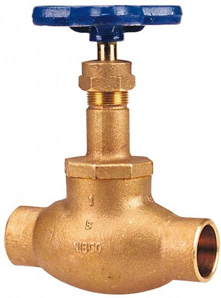 NIBCO - 3/8" Pipe, Soldered Ends, Bronze Integral Globe Valve - PTFE Disc, Screw-In Bonnet, 200 psi WOG, 125 psi WSP, Class 125 - Best Tool & Supply