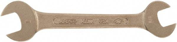 Ampco - 19mm x 24mm Nonsparking Open End Wrench - 8" OAL, Double End, Plain Finish - Best Tool & Supply