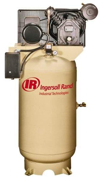 Ingersoll-Rand - 7.5 hp, 80 Gal Stationary Electric Vertical Air Compressor - Single Phase, 175 Max psi, 24 CFM, 230 Volt - Best Tool & Supply