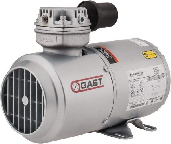 Gast - 1/6 hp, 1.8 CFM, Piston Vacuum Pump - 27.5 Hg/In, 115-1 Volt, 5.63" Long x 11.62" Wide x 8.58" High - Best Tool & Supply