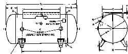 Made in USA - 120 Gallon, 200 Max psi Horizontal Tank with Plate - 2" Inlet, 69" Tank Length x 24" Tank Diam - Best Tool & Supply