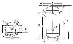 Made in USA - 60 Gallon, 200 Max psi Vertical Tank with Plate - 3/4" Inlet, 48" Tank Length x 20" Tank Diam - Best Tool & Supply