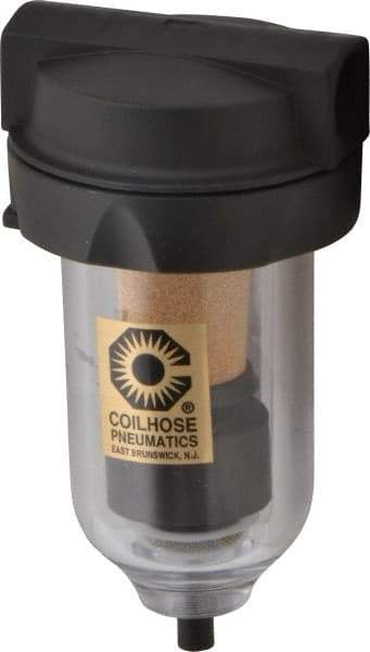 Coilhose Pneumatics - 3/8" Port, 5" High, FRL Filter with Polycarbonate Bowl & Automatic Drain - 150 Max psi, 120°F Max, 4 oz Bowl Capacity - Best Tool & Supply