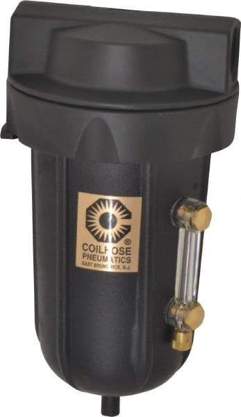 Coilhose Pneumatics - 1/2" Port, 7" High, FRL Filter with Aluminum Bowl & Automatic Drain - 250 Max psi, 250°F Max, 8 oz Bowl Capacity - Best Tool & Supply