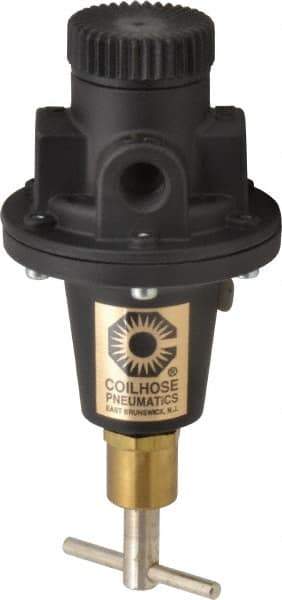 Coilhose Pneumatics - 1/4 NPT Port, 40 CFM, Cast Aluminum Tamper Proof Heavy-Duty T-Handle Regulator - 0 to 200 psi Range, 250 Max psi Supply Pressure, 1/4" Gauge Port Thread, 3" Wide x 5-1/2" High - Best Tool & Supply