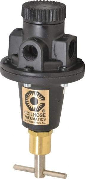 Coilhose Pneumatics - 3/8 NPT Port, 40 CFM, Cast Aluminum Tamper Proof Heavy-Duty T-Handle Regulator - 0 to 200 psi Range, 250 Max psi Supply Pressure, 1/4" Gauge Port Thread, 3" Wide x 5-1/2" High - Best Tool & Supply