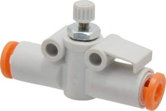 SMC PNEUMATICS - 5/32" Tube OD x M5 Body Flow & Speed Control Valve - Speed Control Inline Type with One Touch Fitting - Best Tool & Supply