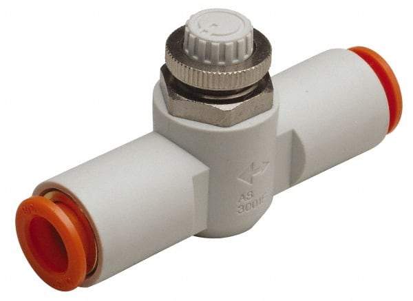 SMC PNEUMATICS - 3/16" Tube OD x 1/8 Body Flow & Speed Control Valve - Speed Control Inline Type with One Touch Fitting - Best Tool & Supply