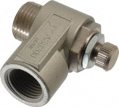 SMC PNEUMATICS - 3/8" Male NPT x 3/8" Female NPT Flow & Speed Control Valve - Elbow Type - Best Tool & Supply