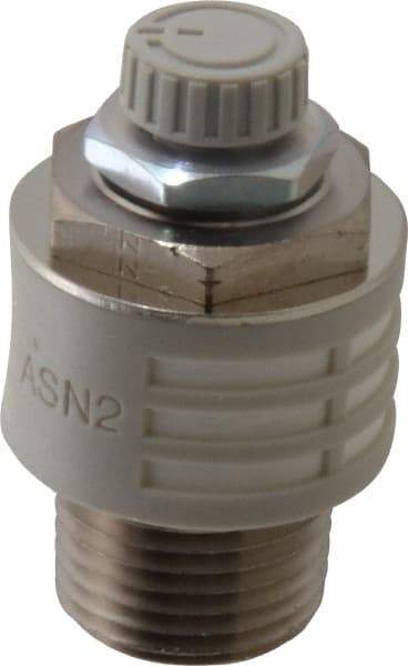 SMC PNEUMATICS - 1/2" Male NPT Metering Valve With Silencer - 24.5mm squared Orifice & 24 dB Noise Reduction Rate - Best Tool & Supply