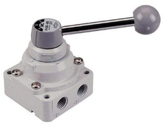 SMC PNEUMATICS - 1/2" NPT Rotary Hand Air Valve - 3 Position, 3.1 CV Rate, 150 Max psi & 140°F Max Temp - Best Tool & Supply