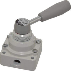 SMC PNEUMATICS - 1/4" NPT Rotary Hand Air Valve - 3 Position, 0.4 CV Rate, 150 Max psi & 140°F Max Temp - Best Tool & Supply