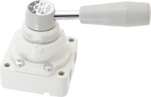 SMC PNEUMATICS - 1/4" NPT Rotary Hand Air Valve - 3 Position, 0.4 CV Rate, 150 Max psi & 140°F Max Temp - Best Tool & Supply