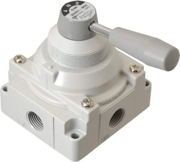 SMC PNEUMATICS - 1/2" NPT Rotary Hand Air Valve - 3 Position, 3.1 CV Rate, 150 Max psi & 140°F Max Temp - Best Tool & Supply