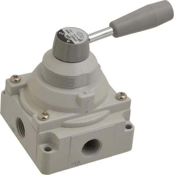 SMC PNEUMATICS - 1/2" NPT Rotary Hand Air Valve - 2 Position, 3.1 CV Rate, 150 Max psi & 140°F Max Temp - Best Tool & Supply