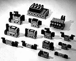 SMC PNEUMATICS - 0.8 CV Flow Rate Pilot Operated Solenoid Valve - 1/4" Inlet, Double Check Spacer Manifold Option - Best Tool & Supply