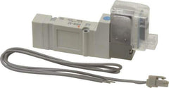 SMC PNEUMATICS - 0.3 CV Flow Rate, Single Solenoid Pilot Operated Valve - 5 Port, 2 Position, Spring Return, 1/4" Push to Connect Inlet, 110 V - Best Tool & Supply