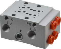 SMC PNEUMATICS - 0.3 CV Flow Rate, 2 Station Pilot Operated Solenoid Valve - 1/4" Push to Connect Inlet, Bar Manifold Base Mounted - Best Tool & Supply