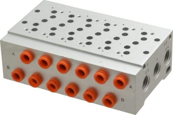 SMC PNEUMATICS - 0.7 CV Flow Rate, 6 Station Pilot Operated Solenoid Valve - 1/4" Push to Connect Inlet, Bar Manifold Base Mounted - Best Tool & Supply