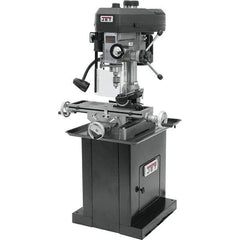 Jet - 1 Phase, 14-1/2" Swing, Step Pulley Mill Drill Machine - 23" Table Length x 7-1/2" Table Width, 14" Longitudinal Travel, 5-1/2" Cross Travel, 12 Spindle Speeds, 1 hp, 115/230 Volts - Best Tool & Supply