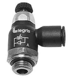 Legris - 5/32" Tube OD x 1/8 Male NPT Compact Meter Out Flow Control Valve - 14.5 to 145 psi, Nylon - Best Tool & Supply