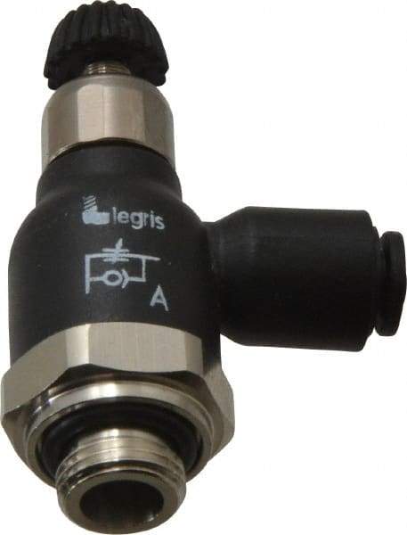 Legris - 4mm Tube OD x 1/8 Male BSPP Compact Meter Out Flow Control Valve - 14.5 to 145 psi, Nylon - Best Tool & Supply