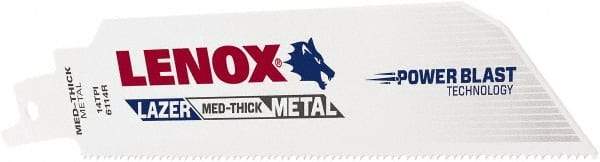 Lenox - 6" Long x 1" Thick, Bi-Metal Reciprocating Saw Blade - Straight Profile, 14 TPI, Toothed Edge - Best Tool & Supply