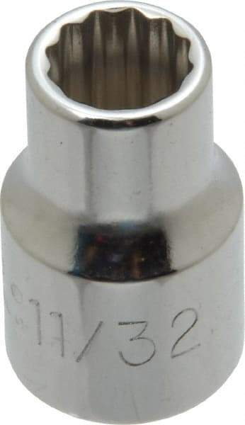 Proto - 11/32", 3/8" Drive, Standard Hand Socket - 12 Points, 1-3/32" OAL, Alloy Steel, Chrome Finish - Best Tool & Supply