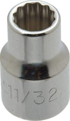 Proto - 11/32", 3/8" Drive, Standard Hand Socket - 12 Points, 1-3/32" OAL, Alloy Steel, Chrome Finish - Best Tool & Supply