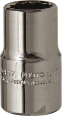 Proto - 17/32", 1/2" Drive, Standard Hand Socket - 12 Points, 1-31/64" OAL, Alloy Steel, Chrome Finish - Best Tool & Supply