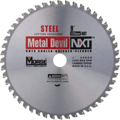 M.K. MORSE - 9" Diam, 1" Arbor Hole Diam, 48 Tooth Wet & Dry Cut Saw Blade - Steel, Standard Round Arbor - Best Tool & Supply