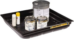 Justrite - 23 Gallon Capacity, 34 Inch Long x 37-3/4 Inch Wide, Polyurethane Spill Tray - 34 Inch Diameter, 5-1/2 Inch High, Black - Best Tool & Supply