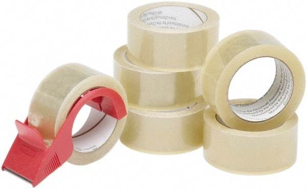 Ability One - 2" x 55 Yd Clear Hot Melt Adhesive Sealing Tape - Polypropylene Film Backing, 1.9 mil Thick - Best Tool & Supply