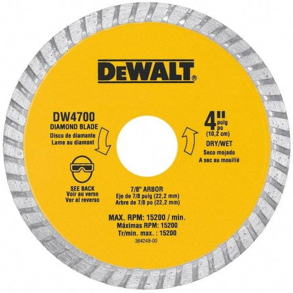 DeWALT - 8" Diam, 5/8" Arbor Hole Diam, Wet & Dry Cut Saw Blade - Diamond-Tipped, Standard Round Arbor - Best Tool & Supply