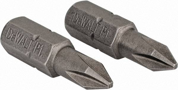 DeWALT - #1, Insert Standard Phillips Screwdriver Bit - 1/4" Drive, 1" OAL - Best Tool & Supply