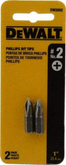 DeWALT - #2, Insert Standard Phillips Screwdriver Bit - 1/4" Drive, 1" OAL - Best Tool & Supply