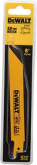 DeWALT - 6" Long x 3/4" Thick, Bi-Metal Reciprocating Saw Blade - Straight Profile, 18 TPI, Toothed Edge, Universal Shank - Best Tool & Supply