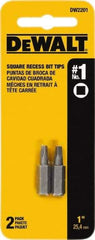 DeWALT - 1/4" Drive, #1 Square Recess Screwdriver Bit - 1" OAL - Best Tool & Supply