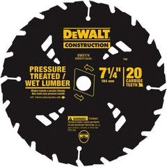 DeWALT - 7-1/4" Diam, 20 Tooth Wet & Dry Cut Saw Blade - Tungsten Carbide-Tipped, Standard Round Arbor - Best Tool & Supply